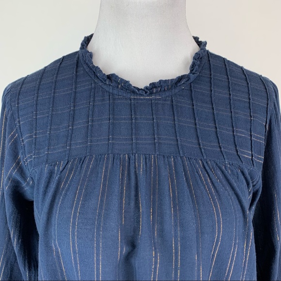 Anthropologie Maeve High Neck Peasant Striped Top Small - Picture 3 of 10